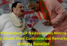 BJP President JP Nadda Issues Notice to Dilip Ghosh Over Controversial Remarks on Mamata Banerjee